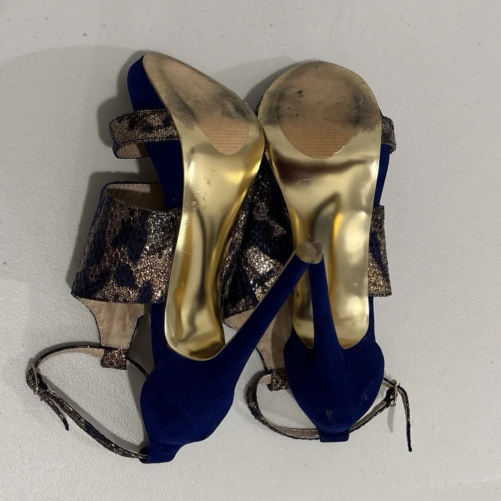 Bebe | Cobalt Blue Metallic Strappy Stiletto Heels Size 9 Y2K Night Out